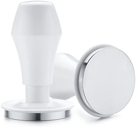 Normcore 53.3mm Espresso Coffee Tamper V4 - Spring Loaded Tamper With Stainless Steel Flat Base - Non-stick coating White - 15lb / 25lb / 30lbs Replacement Springs - Anodized Aluminum Stand - Image 2