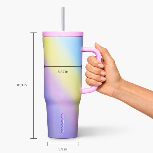 Corkcicle Cruiser Tumbler with Handle & Straw, 40 oz, Rainbow Unicorn - Image 6