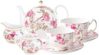 Aynsley Gold Plated Red Rose Ceramic Tea Set Elizabeth Vintage Tea Sets with Teapot Coffee Serving For Women and Tea Parties - Image 2