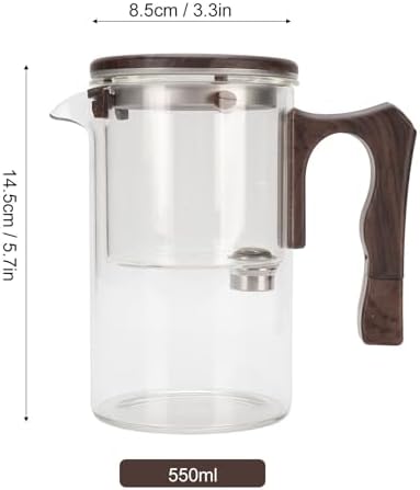 Glass Teapot with Strainer, Wood Handle, Heatproof Loose Leaf - Image 7