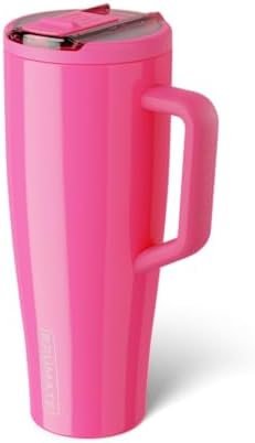 BrüMate Era Flip 40oz Tumbler with 100% Leakproof Covered Straw Lid | Hygienic Covered Straw | Insulated Stainless Steel Water Bottle with Handle | Cup Holder Friendly | BPA-Free (Neon Pink) - Image 2