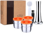 Stainless Steel Metal Reusable Coffee Capsule Refillable Filter with Orange Cover(3pc-t) by Unknown