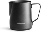 Homemade Stainless Steel Milk Frothing Pitcher Teflon Non-stick Coating Milk Frother Coffee Latte Art Milk Jug Cup Large Capacity Pull flower (Color : Black600ml) by Unknown