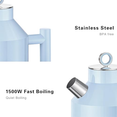 ASCOT Electric Kettle, 1.5L Stainless Steel Interior, 1500W, Light Blue - Image 2