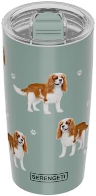 SERENGETI King Charles Cavalier 20 Oz. Stainless Steel, Vacuum Insulated Tumbler with Spill Proof Lid - 3D Print - Insulated Travel mug for Hot or Cold Drinks (King Charles Cavalier Tumbler) by ESPETS