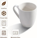 Large Ceramic Coffee Mugs Set of 6 16oz(475ml) Tea Cups Idea Gifts White - Image 3