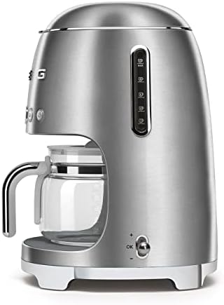 Smeg 50's Retro Style Aesthetic Drip Coffee Machine with 10 Cup Glass Carafe, Auto Start Feature, Keep Warm Plate, and Two Coffee Strength Settings (Brushed Stainless Steel) - Image 5