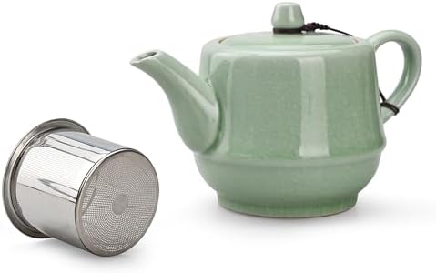 Ceramic Teapot with Infuser for Tea Coffee Milk as Gift Pink Cyan - Image 2