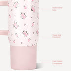 HydroJug Traveler 20oz Kids Insulated Tumbler with Handle, Wildrose - Image 3