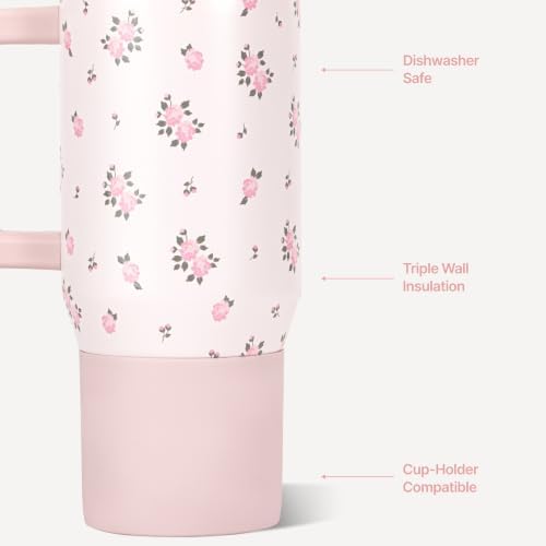 HydroJug Traveler 20oz Kids Insulated Tumbler with Handle, Wildrose - Image 3