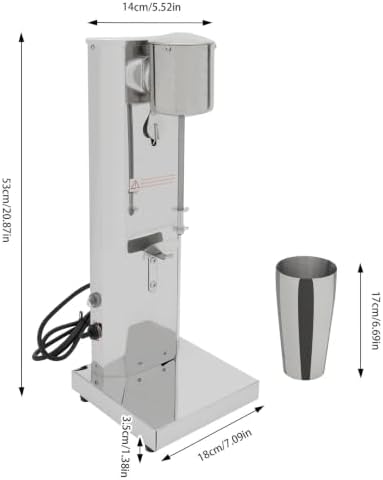 Single Head Maker Machine, 180W Commercial Machine, 18,000 RPM Dual-Disc Blender Shake Maker, Electric Smoothie Ice Cream Maker, Heavy Duty Stainless Steel Drink Mixer 22oz Cup - Image 5