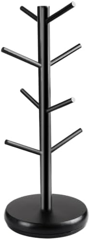 360° Rotating Mug Holder - 8 Hooks Wooden Tree | Countertop Storage by Unknown