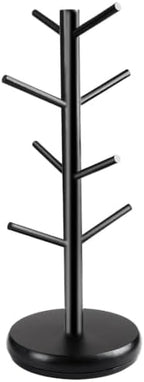 360° Rotating Mug Holder - 8 Hooks Wooden Tree | Countertop Storage by Unknown