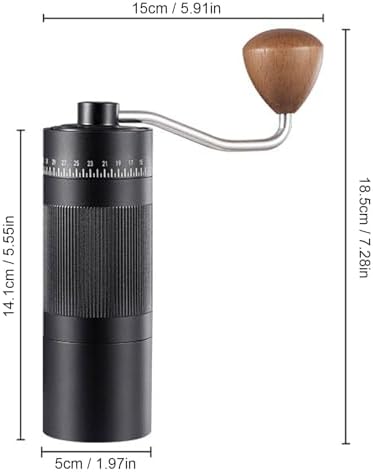 Manual Coffee Grinder, 55 Adjustable Settings 22g Capacity Burr Coffee Grinder, Portable with Brush and Handle for Home Travel Office (Black) - Image 7