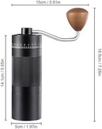 Manual Coffee Grinder, 55 Adjustable Settings 22g Capacity Burr Coffee Grinder, Portable with Brush and Handle for Home Travel Office (Black) - Image 7