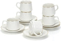 3.4oz Porcelain Espresso Cups & Saucer Set of 6, Turkish Coffee by Ulable