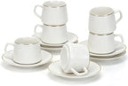 3.4oz Porcelain Espresso Cups & Saucer Set of 6, Turkish Coffee by Ulable