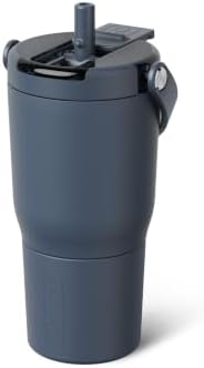 BrüMate Resa Flip 20oz Kids Travel Tumbler with Covered Flip Down Straw | 100% Leakproof Water Bottle | Insulated Stainless Steel | Cup Holder Friendly Silicone Base | 20oz (Nightfall Blue) by Br%C3%BCMate