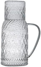 Water Pitcher 1.1L Glass Water Jug with Lid Retro Cold Water Pitcher Household Resistant High Temperature Tea Kettle for Cold/Hot Water, Iced Tea Water Jug(Clear) by Unknown