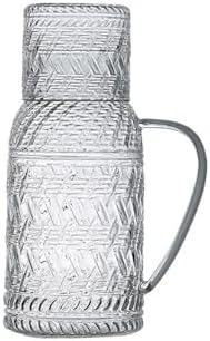Water Pitcher 1.1L Glass Water Jug with Lid Retro Cold Water Pitcher Household Resistant High Temperature Tea Kettle for Cold/Hot Water, Iced Tea Water Jug(Clear) by Unknown