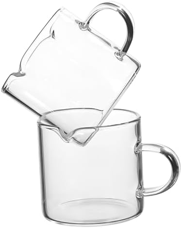 DECHOUS 6pcs Modern Espresso Cups Glass Mugs Dual Spout Design Small Pitchers for Coffee Syrup for Daily Use - Image 3