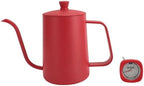 Gooseneck Pour Over Kettle 600ml Stainless Steel Tea Pot with Temperature Gauge Spout for Coffee Red by Ymiko