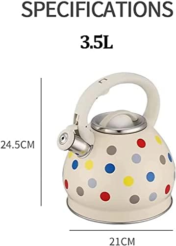 Stovetop Teapot For Home And Restaurant 3.5L Tea Kettle Stainless Steel Stovetop Whistling Teakettle Teapot For Stove Top With Fast Heating Base Portable Water(White) - Image 2