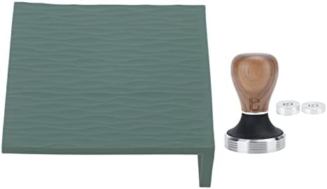 Coffee Tamper and Mat Silicone Durable Kitchen Set for Home Brewing Experience 58mm Walnut Stainless Steel 2 Pieces (Green) - Image 6
