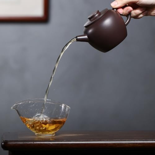 Tea Pots For Loose Tea Tea Ceremony Purple Clay Teapot Household Single Use Purple Clay Flat Cover Teapot Tea Infuser Pot - Image 7