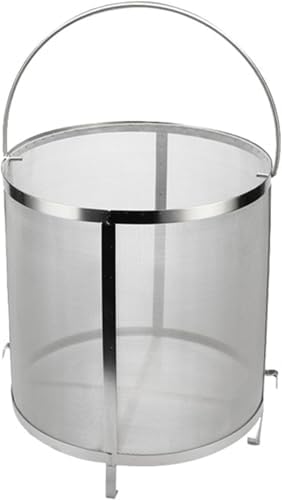 400 Micron Mesh Stainless Steel Hop Filter Barrel Strainer with Hook - Brewing Grain Basket for Homebrew Hops Wine,13.8x13.8 inch by Unknown