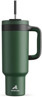 POWCAN 50 oz Tumbler with Handle, 2-in-1 Straw and Sip Lid, Leakproof, Dishwasher Safe, Insulated Stainless Steel Travel Coffee Mug, Keeps Cold for 34 Hours, Fits in Car Cup Holder (Forest) by POWCAN
