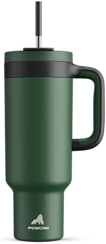 POWCAN 50 oz Tumbler with Handle, 2-in-1 Straw and Sip Lid, Leakproof, Dishwasher Safe, Insulated Stainless Steel Travel Coffee Mug, Keeps Cold for 34 Hours, Fits in Car Cup Holder (Forest) by POWCAN