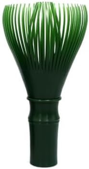 Resin Tea Set of Japanese Tea Whisk (Green Bamboo Color) and Lipped Red Tea Bowl for Matcha, Made in Japan - Image 2