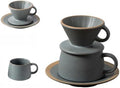 Ceramic Pour Over Coffee Dripper Set, 10oz/320ml Stoneware Single Serve Coffee Maker, 3 Holes Flat Bottom & Ribbed Grooves, Dishwasher/Microwave/Oven Safe for Home Office, Beige (Slate Gray) by Unknown