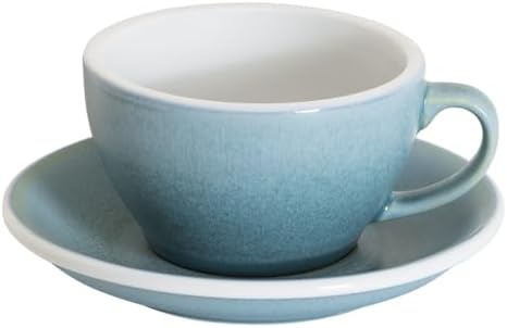 Loveramics Matt Cappuccino Cup, 8 oz Ceramic Latte Art Mug with Saucer, Thick-walled stoneware cup Set, Barista Latte Cup Set for Latte, Cappuccino, Tea - Mineral Colors (Glacier, 8OZ) by LoveramicsUSA