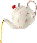 Farmhouse Animal Pattern Teapot with Infuser for Loose Leaf Tea, 20.3 Fl oz (600ml), White with Animal Illustration (Flamingo) by LondonPottery