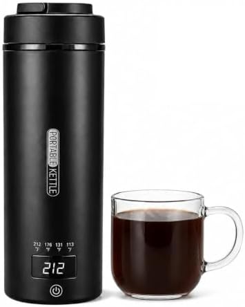 Travel Electric Kettle 16oz, Smart Water Bottle with 4 Temperature Control by Gichies