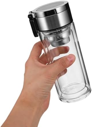 Healeved Double Walled Glass Tea Infuser Tumbler 240ml with Handle - Image 4