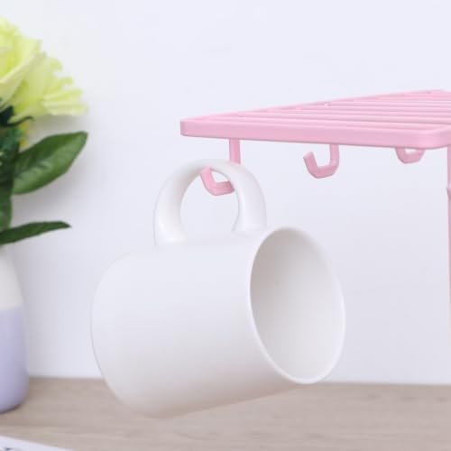 Alipis Pink Iron Mug Rack Stand with 6 Hooks for Home Rv Storage - Image 6