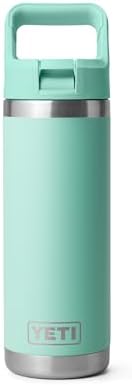 YETI Rambler 18 oz Bottle, Vacuum Insulated, Stainless Steel with Straw Cap, Seafoam by YETI