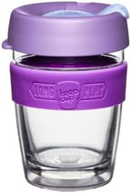 KeepCup Longplay Reusable Coffee Cup, 12 oz Tempered Glass Travel Mug with Removable Tritan Sleeve and Splashproof Lid, Dishwasher Safe, Helio by KeepCup