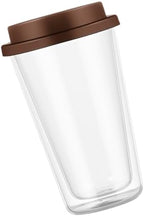 Double Wall 350ml Coffee Mug with Silicone Lid, High Borosilicate Glass Insulated Drink Cup for Hot and Cold Beverages, Reusable Glass Water Cup for Office and Home Use by TOVINANNA