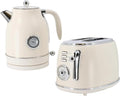 1.8 Quart Electric Tea Kettle and 2 Slice Toaster Combo, Matte Cream, Retro Kitchen Appliance Set with Adjustable Browning and Water Temperature Gauge by Unknown