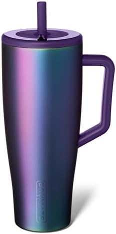 BrüMate Era 40 oz Tumbler with Handle and Straw | 100% Leakproof Insulated Water Bottle Tumbler with Lid and Flexible SoftSip Straw | Made of Stainless Steel | Cup Holder Friendly | 40oz (Dark Aura) by Br%C3%BCMate