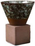 Ceramic Pedestal Coffee Cup, 7 Oz Flared Mug with Square Holder, 25 Colors (Forest Crackle) by Unknown