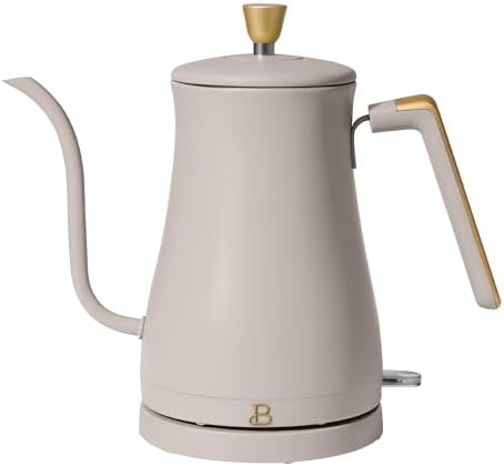 Electric Gooseneck Kettle 1 Liter 1200W Fast Boil with Precision Pour Spout, Stainless Steel Interior, Auto Shut-Off & 360° Swivel Base (Porcini Taupe) by Unknown