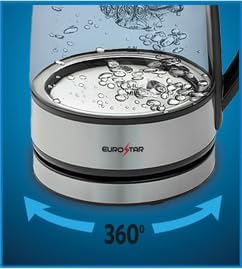 EUROSTAR EKG120BK 1.2L Glass Kettle, Black - Image 2