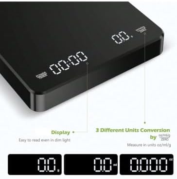 Digital Coffee Scale with Timer, Rechargeable Espresso Scale 3kg/0.1g, for Pour Over, Compatible with Kitchen Brewing & Weighing Tools - Image 6