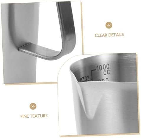 Stainless Steel Milk Frothing Pitcher Cup 1000ml with Handle - Image 3