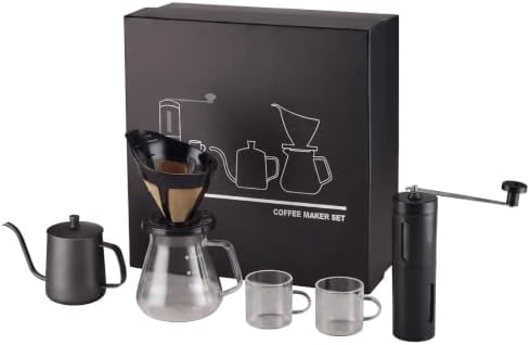 Manual Pour Over Coffee Dripper Set with Grinder, All-in-One Kit by Unknown
